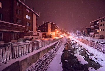 Image showing snowy streets of the Alpine mountain village