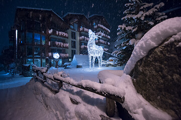 Image showing snowy streets of the Alpine mountain village