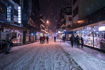 Image showing snowy streets of the Alpine mountain village