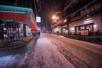 Image showing snowy streets of the Alpine mountain village