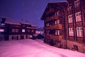 Image showing snowy streets of the Alpine mountain village