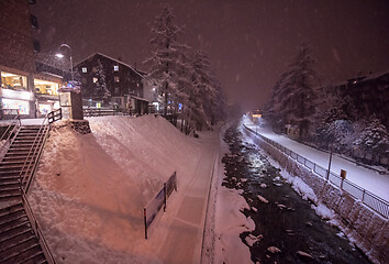 Image showing snowy streets of the Alpine mountain village