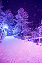 Image showing snowy streets of the Alpine mountain village