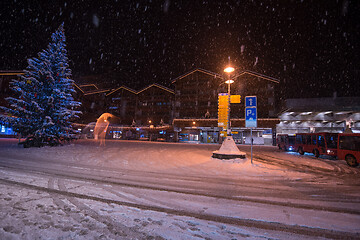 Image showing snowy streets of the Alpine mountain village