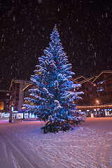 Image showing snowy streets of the Alpine mountain village