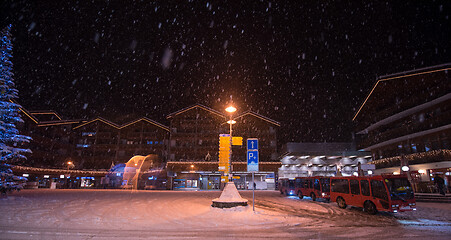 Image showing snowy streets of the Alpine mountain village