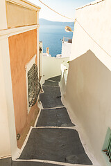 Image showing typical little street in santorini in greece in cyclades