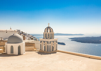 Image showing view of Santorini caldera in Greece from the coast