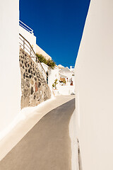 Image showing typical little street in santorini in greece in cyclades