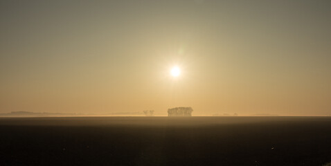 Image showing country landscape in the morning in the mist