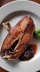 Image showing Fried fish fillet in a plate