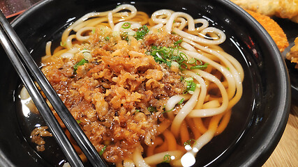 Image showing Japanese Udon noodles soup dish