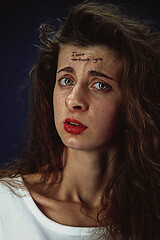 Image showing Young woman with mental health problems