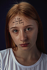 Image showing Young woman with mental health problems