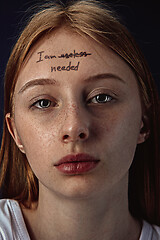 Image showing Young woman with mental health problems