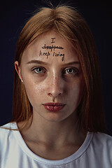 Image showing Young woman with mental health problems