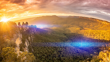 Image showing Three Sisters Blue Mountains Australia at sunrise