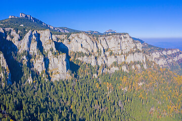 Image showing Aerial view of mountain rock wall