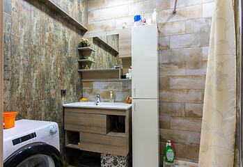 Image showing Modern small bathroom interior with interesting style and furniture