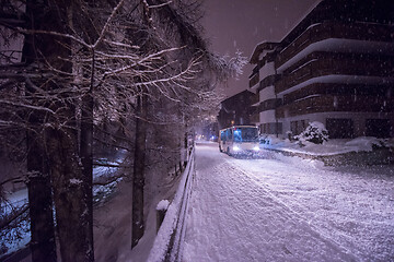 Image showing Electric taxi bus in the car-free holiday montain resort