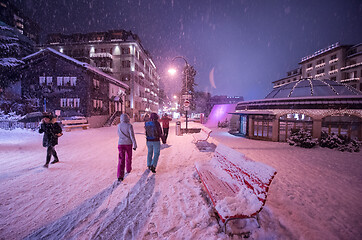 Image showing snowy streets of the Alpine mountain village