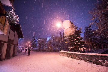 Image showing snowy streets of the Alpine mountain village