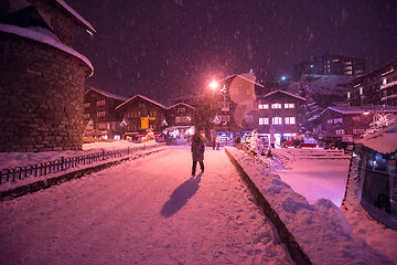 Image showing snowy streets of the Alpine mountain village