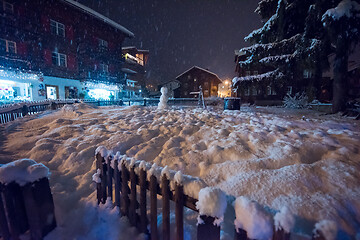 Image showing snowy streets of the Alpine mountain village