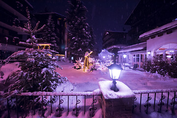 Image showing snowy streets of the Alpine mountain village