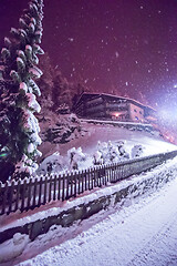 Image showing snowy streets of the Alpine mountain village