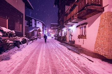 Image showing snowy streets of the Alpine mountain village