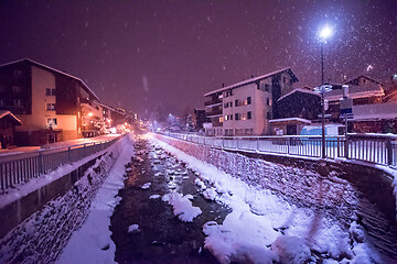 Image showing snowy streets of the Alpine mountain village