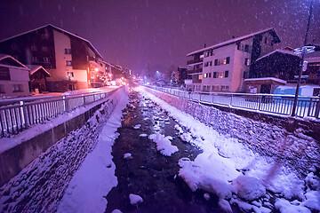 Image showing snowy streets of the Alpine mountain village