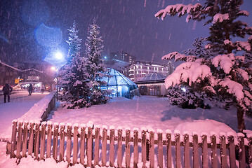 Image showing snowy streets of the Alpine mountain village