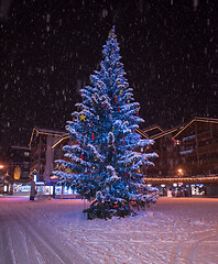 Image showing snowy streets of the Alpine mountain village