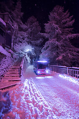 Image showing Electric taxi bus in the car-free holiday montain resort