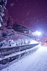 Image showing snowy streets of the Alpine mountain village