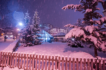 Image showing snowy streets of the Alpine mountain village