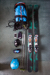 Image showing top view of ski accessories