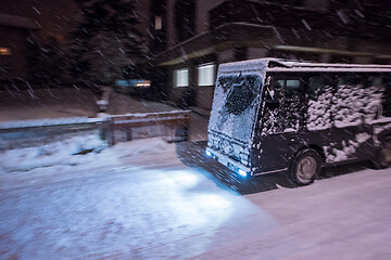 Image showing Electric taxi bus in the car-free holiday montain resort