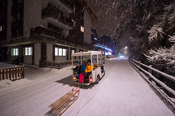 Image showing snowy streets of the Alpine mountain village