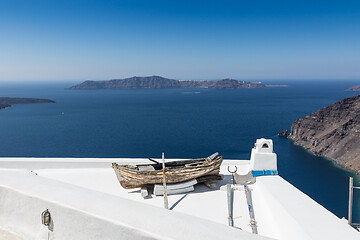 Image showing view of Santorini caldera in Greece from the coast