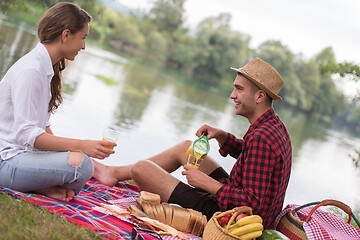 Image showing Couple in love enjoying picnic time