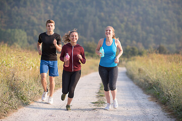 Image showing young people jogging on country road