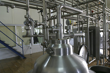 Image showing pipes valves and pressure tank in factory