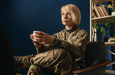 Image showing Portrait of young female soldier