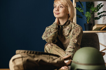 Image showing Portrait of young female soldier