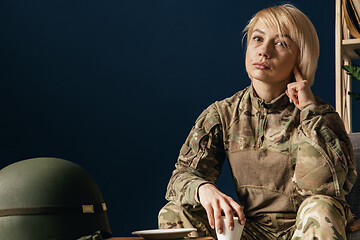 Image showing Portrait of young female soldier