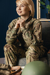 Image showing Portrait of young female soldier