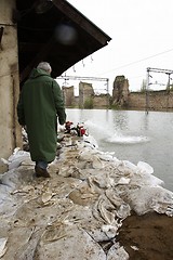 Image showing flood relief worker